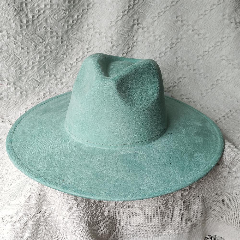 New Color Malachite Green Suede Top Hat Big Edge 9.5Cm Peach Heart Top Jazz Hat Simple And Fashionable