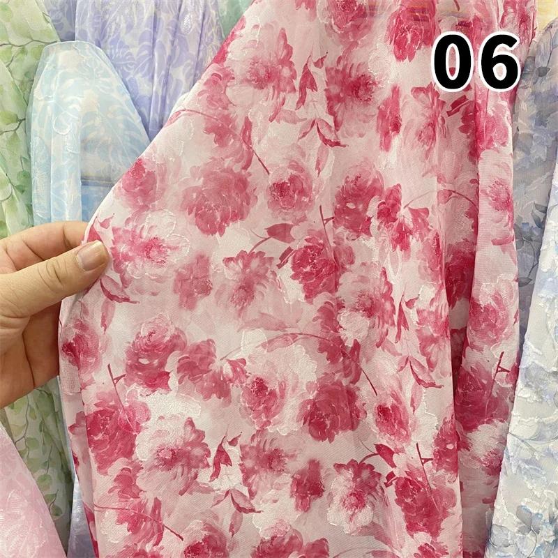 

50см Дышащая жаккардовая шифоновая ткань для платьев юбок рубашек футболок DIY шитья 150см ширина Ткань для рукоделия Тонкая мягкая ткань 50x150cm