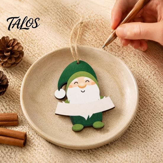 Reusable Festive Tree Accessories Christmas Wooden Ornament, Cute Bear Gingerbread Gnome Cat Dog Family Keepsake Gift Ideas Hanging Decorations