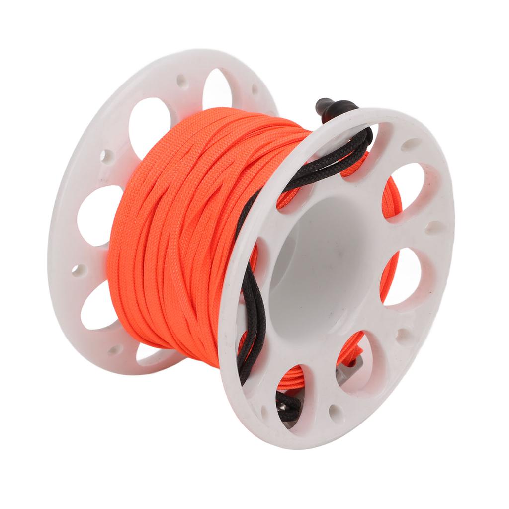 Finger Spool Plastic Spool Reel with Double End Bolt Snap Orange Line 15M for Wreck Scuba Diving