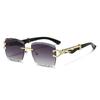 New square sunglasses leopard temple design sunglasses show a small face outdoor posing sunscreen glasses
