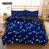 Star Single Double Twin Queen Bedding Set 2/3pcs Night Sky Polyester Bed Cover Kid Duvet Cover Set Dark Blue Galaxy Bedclothes