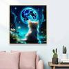 New Arrival 5D DIY Full Circle Diamond Painting "Cat Looking at the Moon" Embroidery Cross Stitch Home Decor Gift