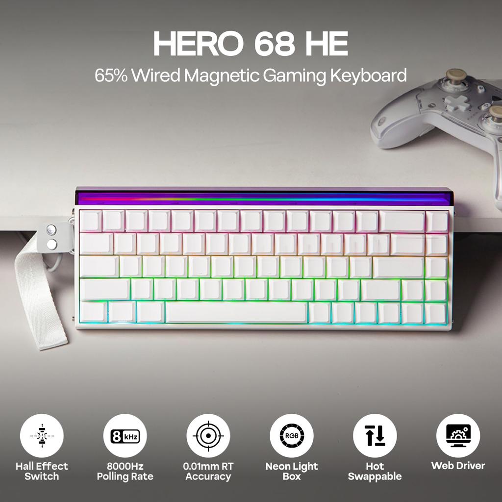 EPOMAKER Aula Hero68 HE Wired Magnetic Gaming Keyboard with Adjustable Rapid Hall Effect 8kHz Sound RGB Box Backlight 0.01mm Actuation, Switches,