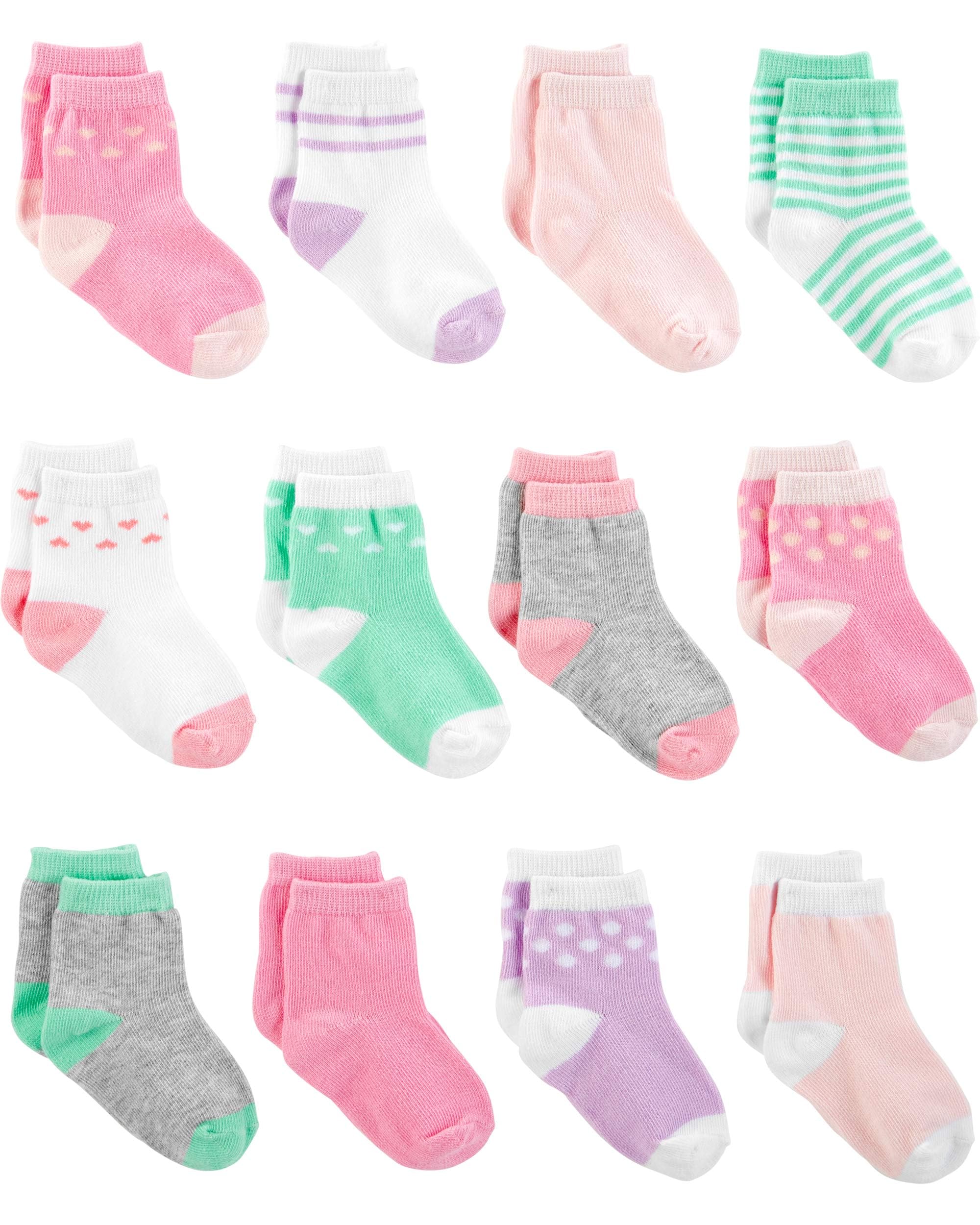 

Simple Joys by Baby Sizes Carter s 12-Pack Socks, Pink/Purple/Mint Green, 61-76