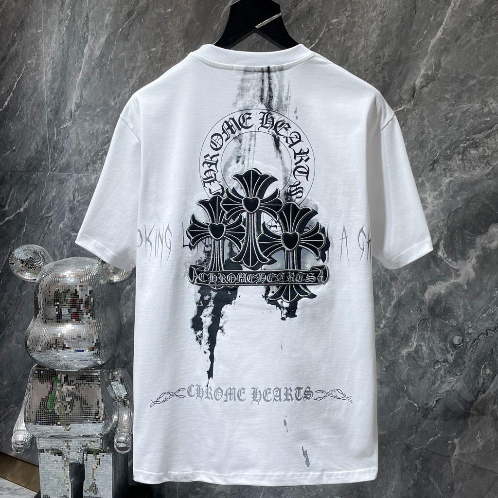8716 CHROME HEARTS 2025 Sommer Neu Hochwertige Baumwolle Rundhals Locker Übergröße Herren- und Damen-T-Shirt Paar-T-Shirt