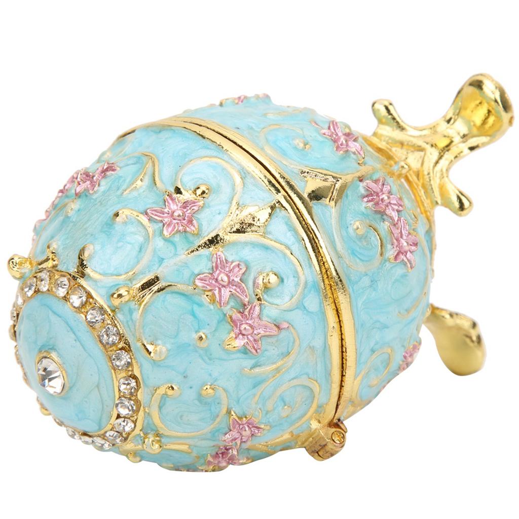 Hand Made Enameled Easter Egg Jewelry Box Organizer Home Desktop Decor Ornaments Gifts