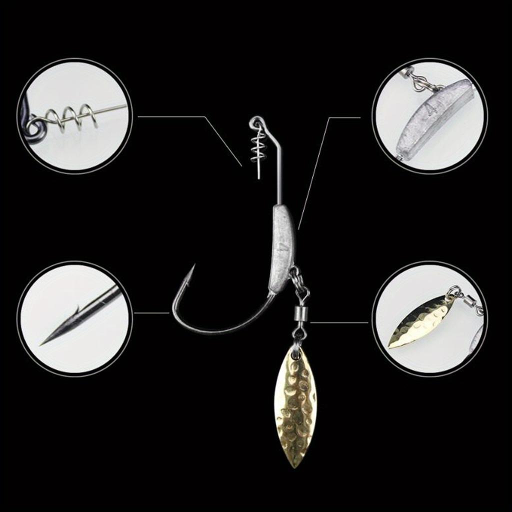 3pcs 4.5g,5.5g,7.2g Barbed Fishing Hooks with Lock Needle Lead Single Hook Crank Hook Fishing Tackle
