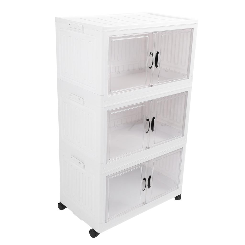 Foldable Storage Cabinet Plastic Storage Containers with 4 Moveable Wheels Folding Storage Bins