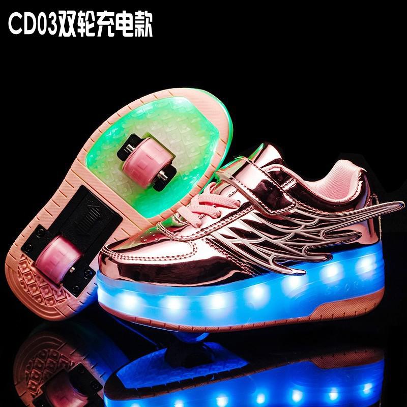 Supply Charging Children s Glowing Wings Runaway Shoes Double Wheel Shoes Men and Women 35