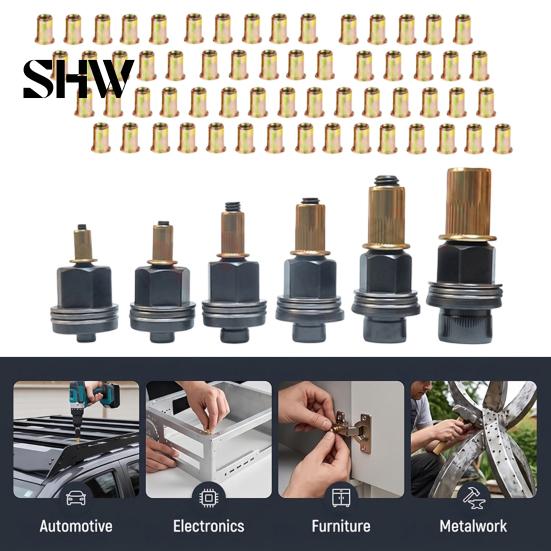 Drill Attachment Riveter Rivet Nut Pliers And Press-in Nuts Kit for Metal Agricultural Equipment Retrofitting, M3 To Custom Car Modification Hardware