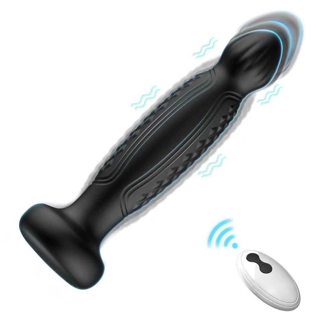 Remote-Control Telescopic Vibrating Wand with Suction Cup Prostate Massager Dildo.