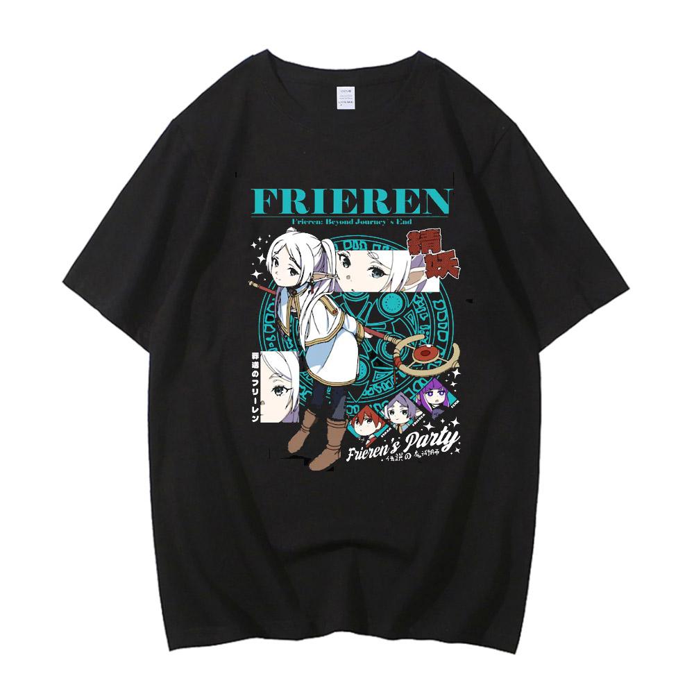 

High Quality Cotton Frieren Beyond End Anime Printed T-shirt Comfortable Breathable Short Sleeve Round Neck 3XL