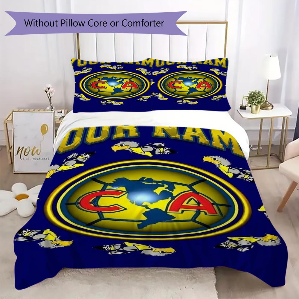 Custom Name Club America Pattern Bedding Uilt Set Uilt Cover Pillowcase Home Decoration Birthday Gift (1*duvet Cover+2*pillowcase Without Core)