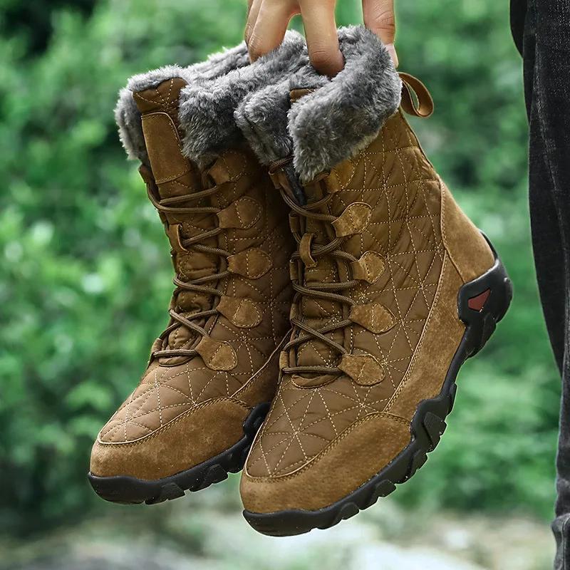 Fashion Men's Winter Boots  Outdoor Velvet Comfortable Work Mountaineering Snow Boots Fashion Travel Casual Cotton Shoes