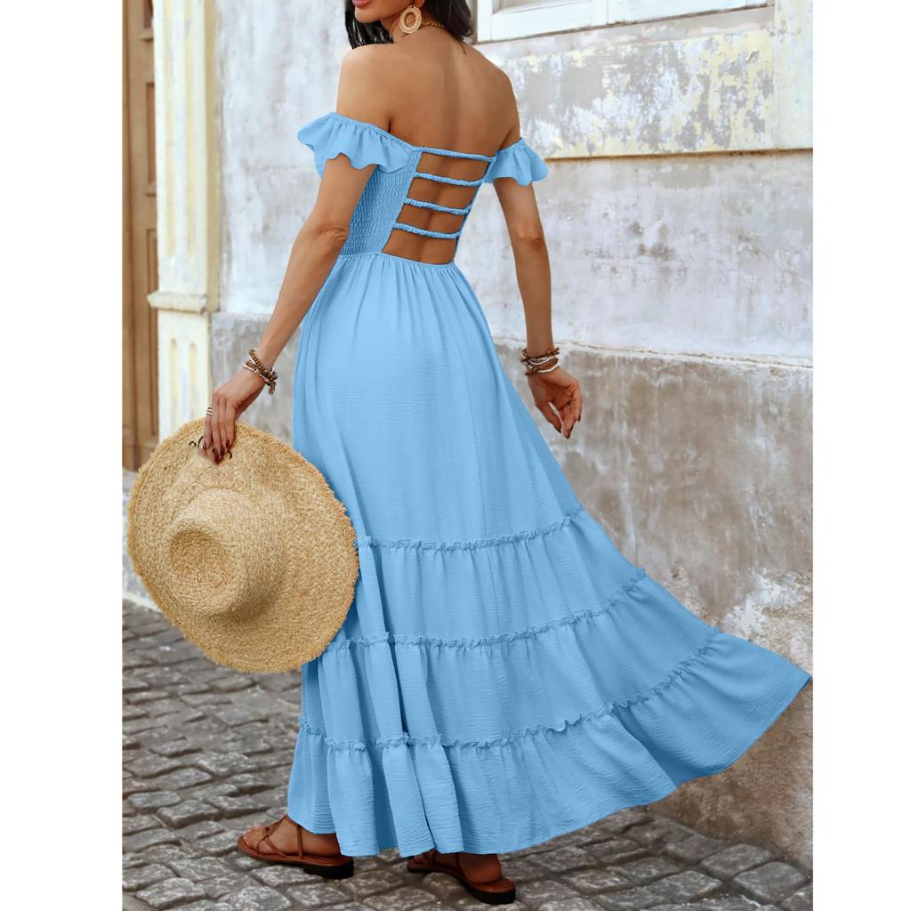 Damenmode Einfarbiges Kurzarmkleid