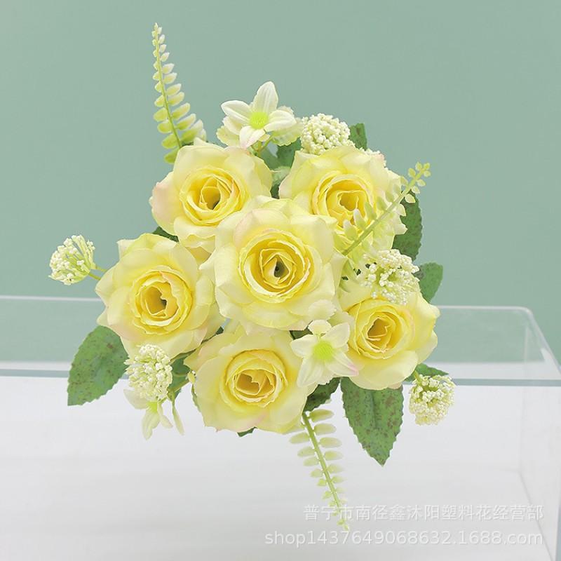 Artificial Rose Bouquet Home Decor Wedding Centerpiece Photography Prop Silk Flower Arrangement In Multiple Colors