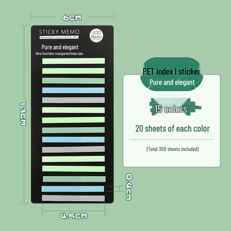 300 Translucent Ultra-Thin PET Index Tabs: Color-Coded Sticky Notes for Marking & Fluorescent Messages