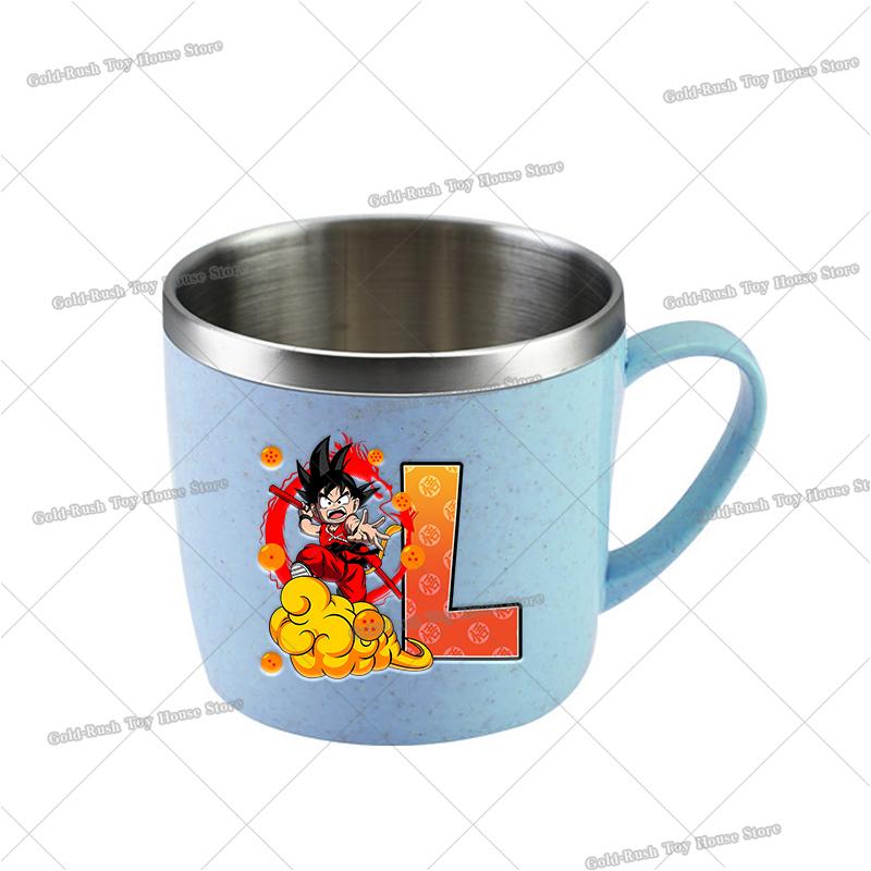 Anime Son Goku Letter Water Mugs Cartoon Dragons Ball Kids Stainless Steel Milk Cup School Home Coffice Drink Mug Boy Girl for Round Sensory