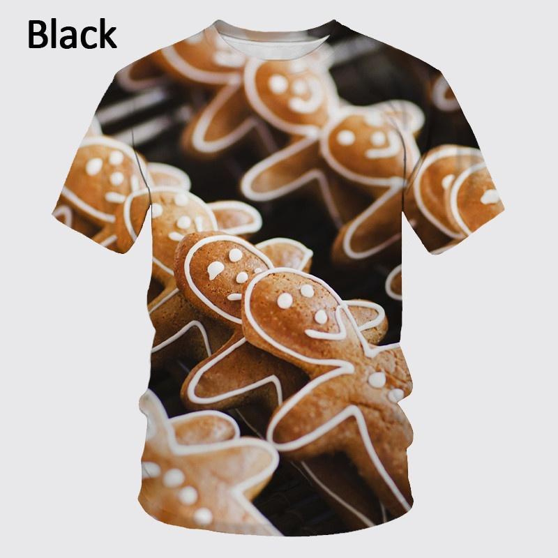 HerSight Grappig Voedsel T-shirt 3D Print Mannen Koekje Macaron Wafel Casual Cool Mode Casual Korte Mouw Ronde Hals T-shirt L