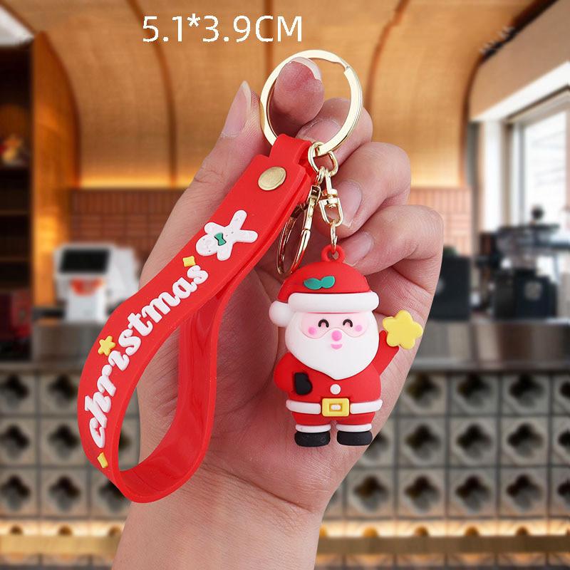 2024 New Christmas Keychain Pvc Soft Rubber Schoolbag Pendant Doll Christmas Small Gift Series Car Accessories Interior Ornament