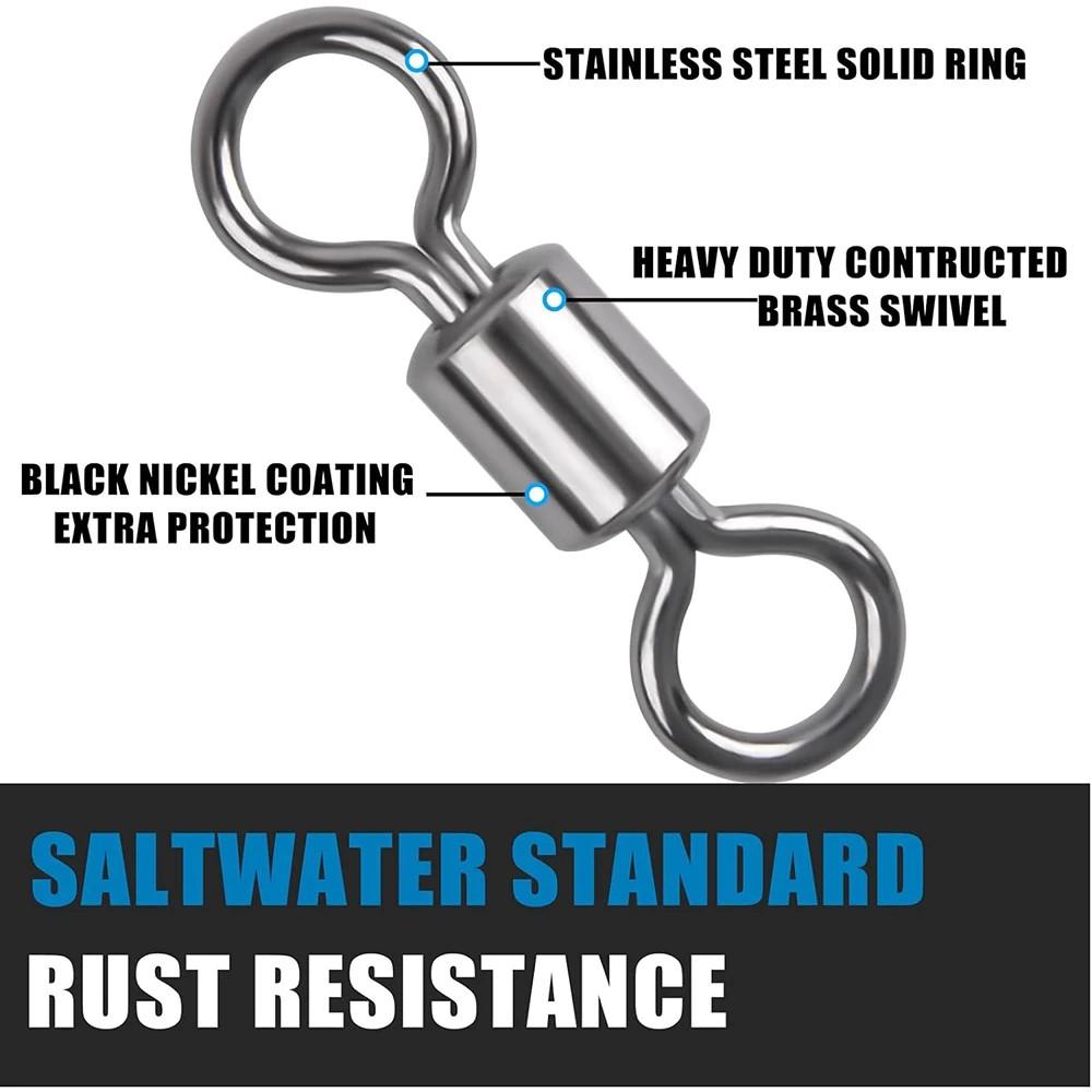 140Pcs Fishing Swivel Snaps Kit Ball Bearing Swivel Snap Barrel 3 Way Triple Swivel Connector Clips Beads Fishing Accessories