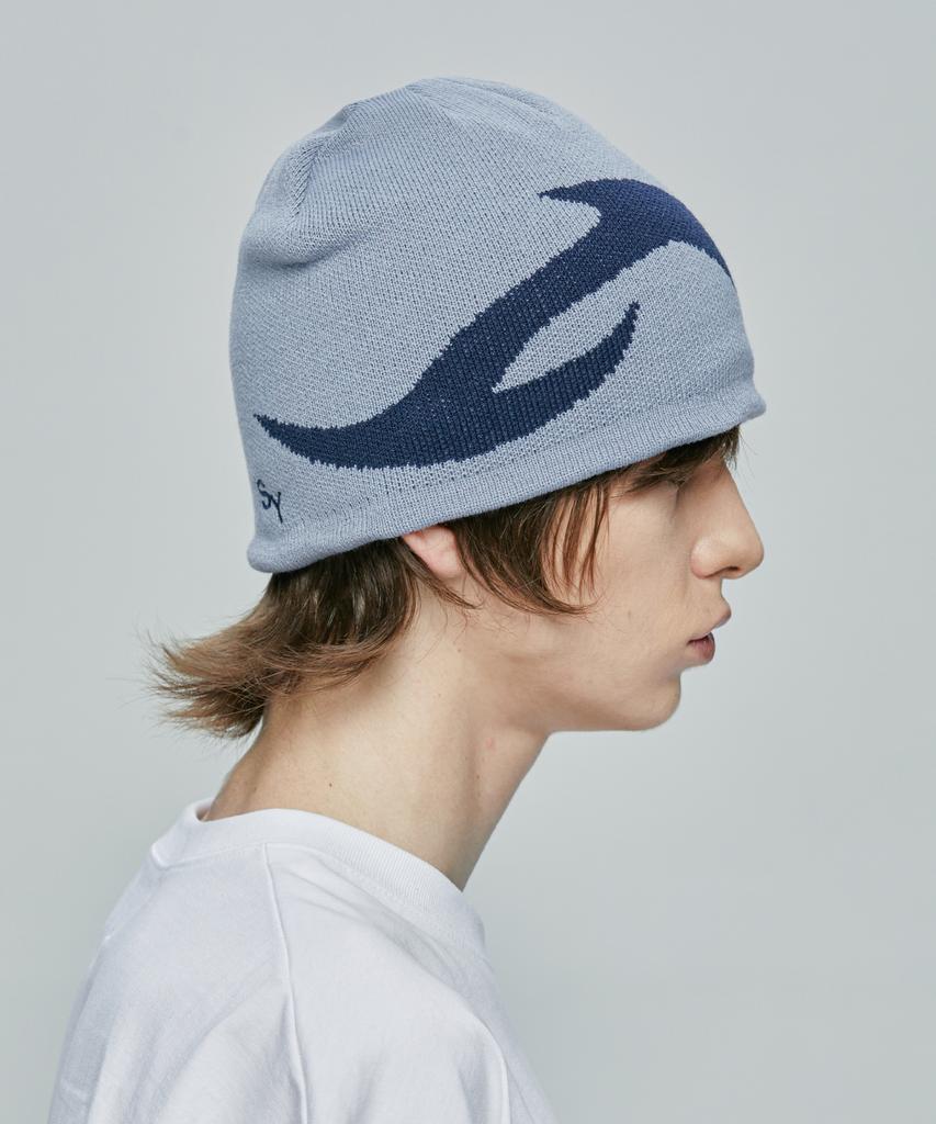 SSY [Piercing] X-Ray Logo Knit Beanie Sky Blue