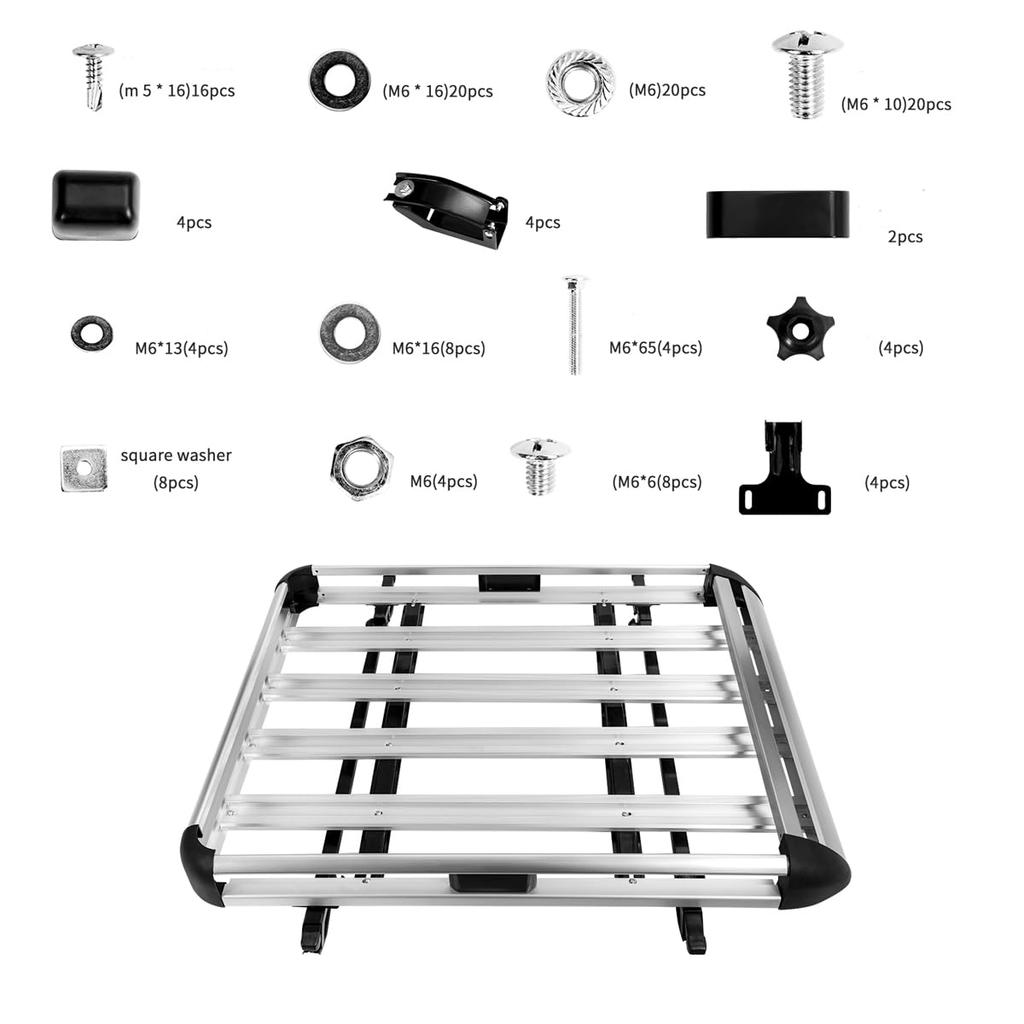 Dualmax Aluminum Roof Roof Roof No Cutting Tools Silver Rack, Carrier, Basket, Required,