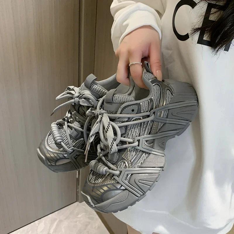 New Women's Casual Shoes Strap Running Women's Shoes Chunky Sneakers Mesh Shoes Thick Sole Non-slip Elevated Casual Sneakers