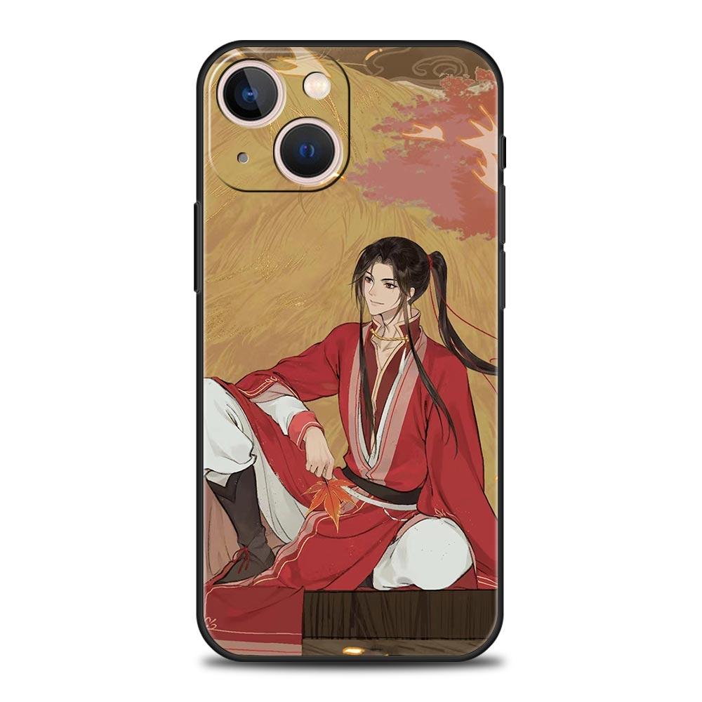 Luxury Phone Case For Apple iPhone 11 15 14 Pro MAX 12 13 7 8 Plus X XR XS MAX SE Silicone Black Cover Funda Tian Guan Ci Fu