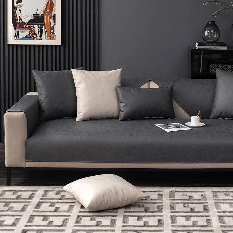 Waterproof Solid Color Sofa Cushion Universal for All Seasons Sofa Backrest Cover Easy Clean Sofa Protector Non-slip Couch Cover