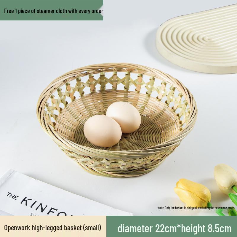 Bamboo Woven Basket: Multi-Use Storage, Fruit Plate, Steamed Bun, Winnowing, Dried Fruit, Candy, Kitchen Drainer, Vegetable Wash Basket