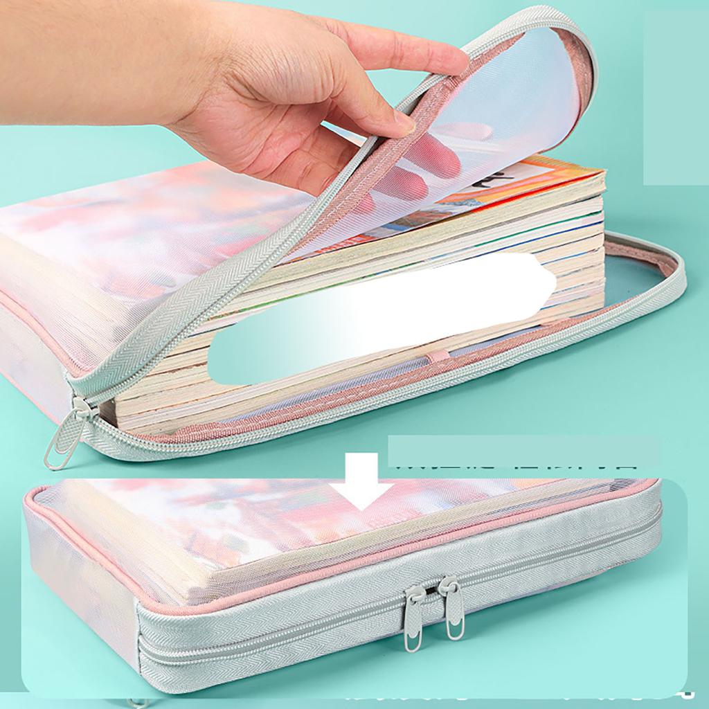 Nylon Mesh Mesh Zipper Pouch Bag Multifunctional Large Capacity Document Bag Portable Transparent Data Storage Bag