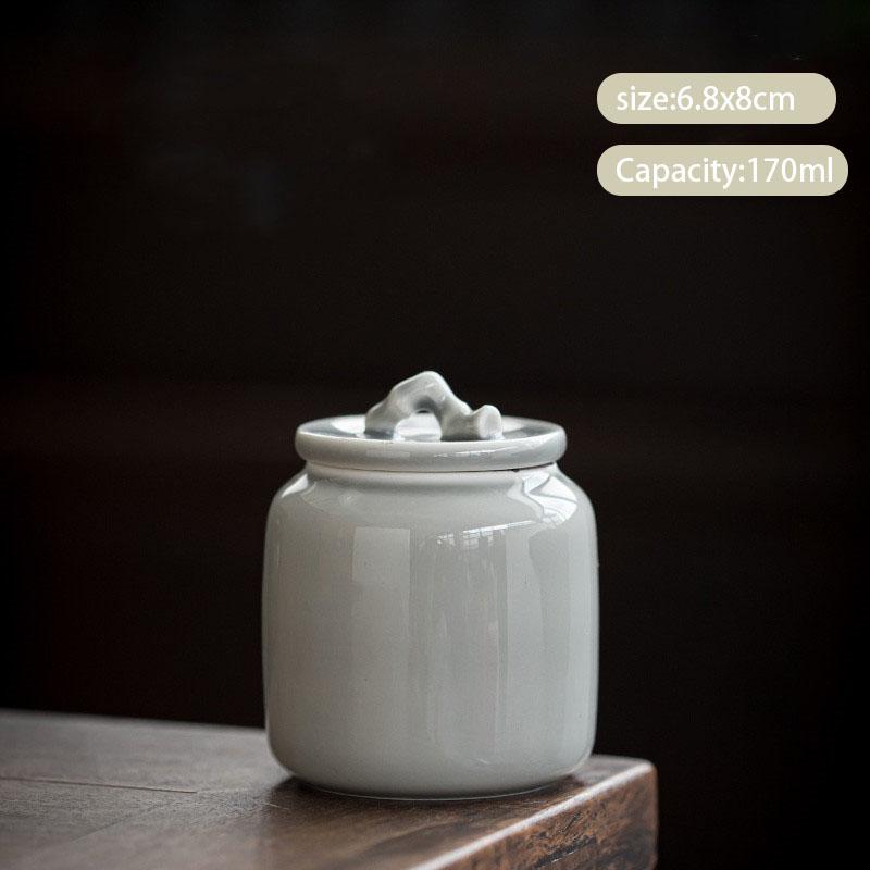 Chinese Ceramic Tea Caddy Sealed Tea Jar Coffee Candy Spices Containers Travel Portable Tea Boxes Household Storage Tank Teaware