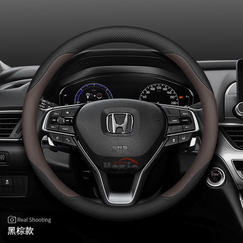 

Leather Car Steering Wheel Cover for Honda CRV HRV Passport Civic Accord City Fit Pilot 2022 2023 2024 2025 2026 Accessories черный коричневый