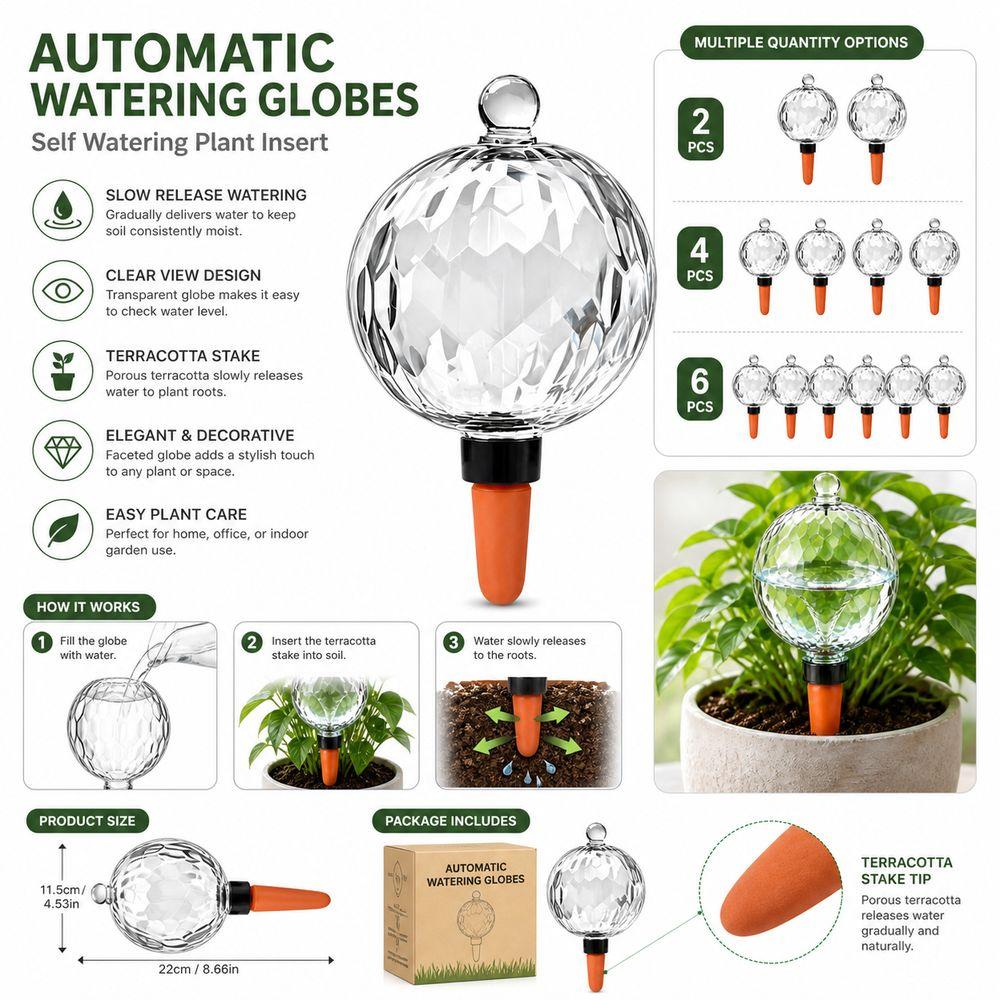 2/4/6pcs 850ml Capacity Flower Waterer Device Slow Release Watering Globes Potted Plant Care