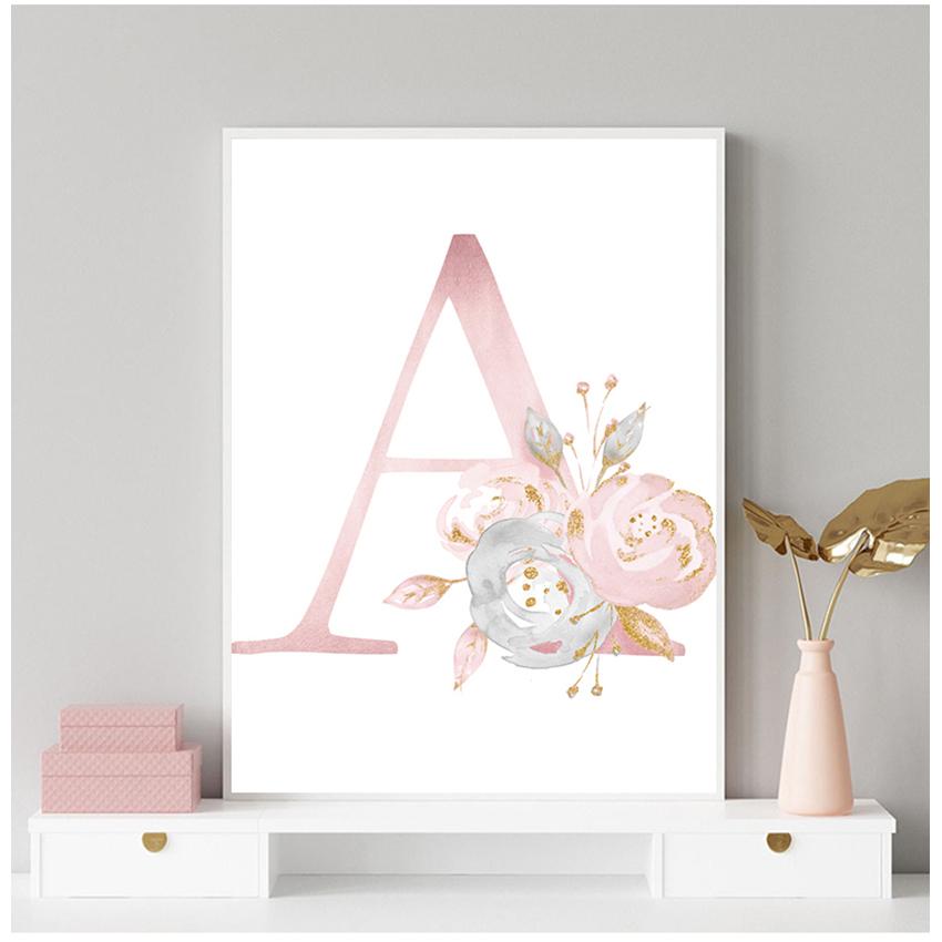 Toile imprimée, images murales pour enfants, décor de chambre à coucher, affiches de bébé, nom de fille personnalisé, peinture personnalisée, affiche d'animal, pépinière