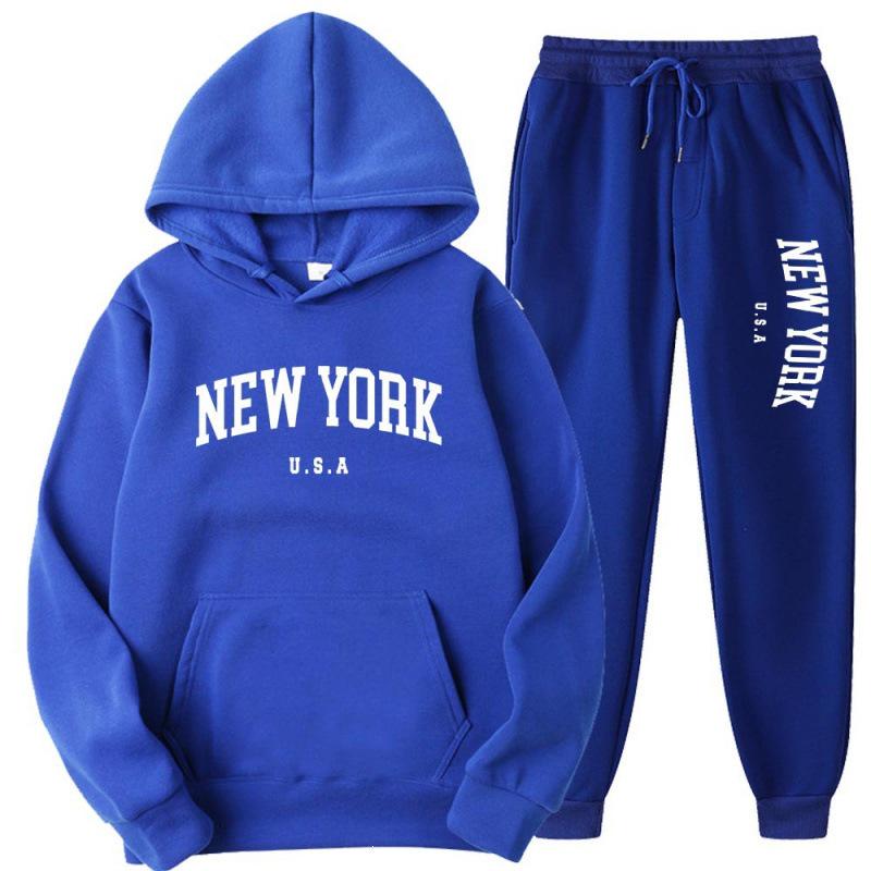Unisex Casual Loose-Fit Hoodie Set with Letter Print Design