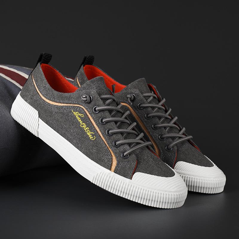 Elegant Gray Mens Canvas Shoes Flats Comfortable Casual Shoes For Men Low Vulcanize Sneakers Male Plimsolls Zapatos Hombre 2022