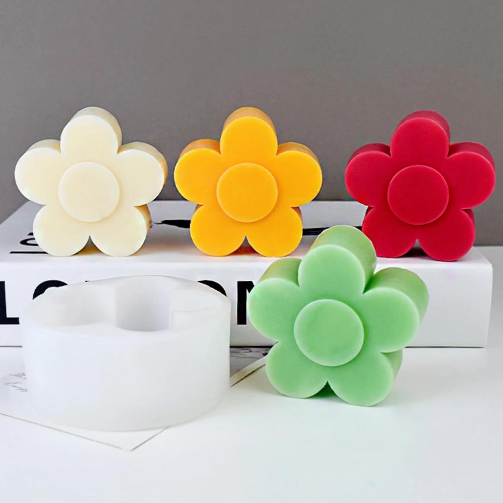 Cartoon Flower Chocolate Silicone Moulds Simple Mousse Biscuit Molds Birthday Cake Decor Plant Candles Soap Valentine's Day Gift