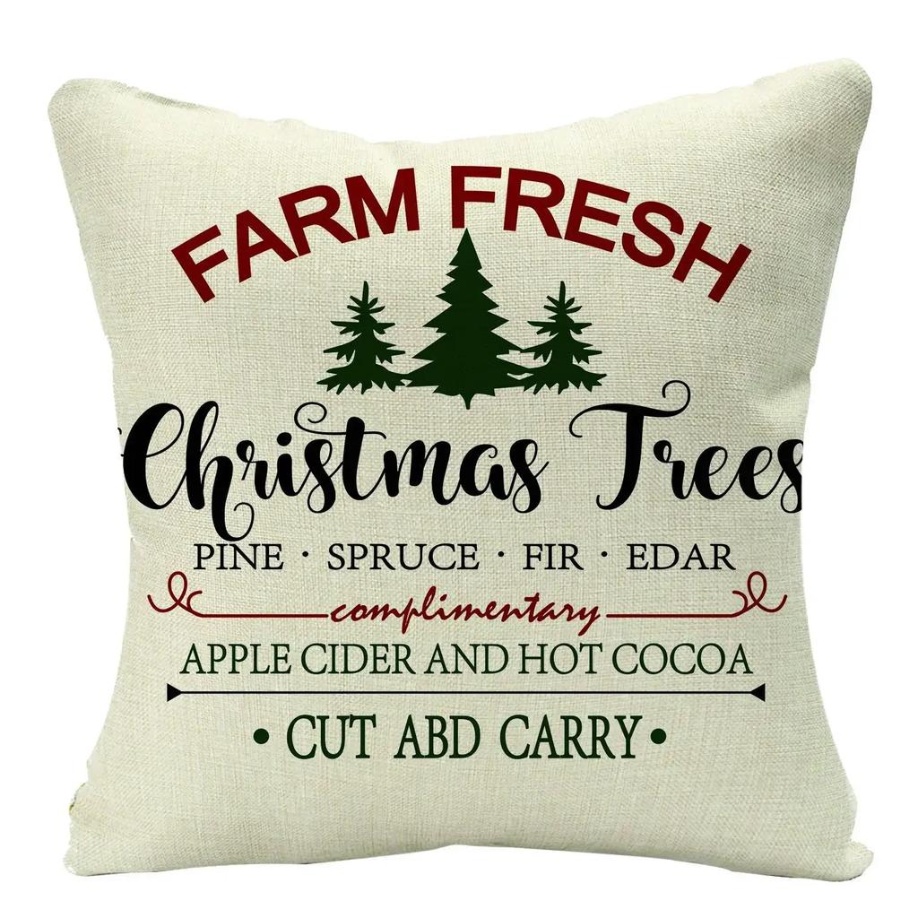 2022 Merry Christmas Home Decor Cushion Cover 45x45cm Cute Animals Cartoon Printed Throw Pillow Cover Xmas Decorative Pillowcase