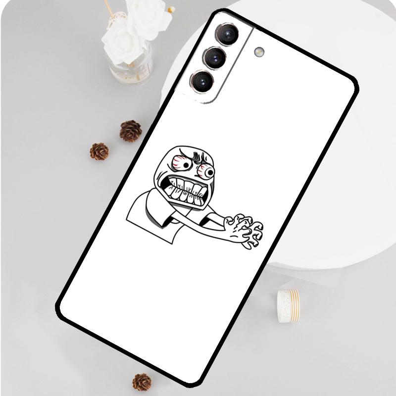 Troll Face Meme Case For Samsung Galaxy S23 FE S20 S21 S22 Ultra S8 S9 S10 Plus Note 10 20 Ultra Soft Cover