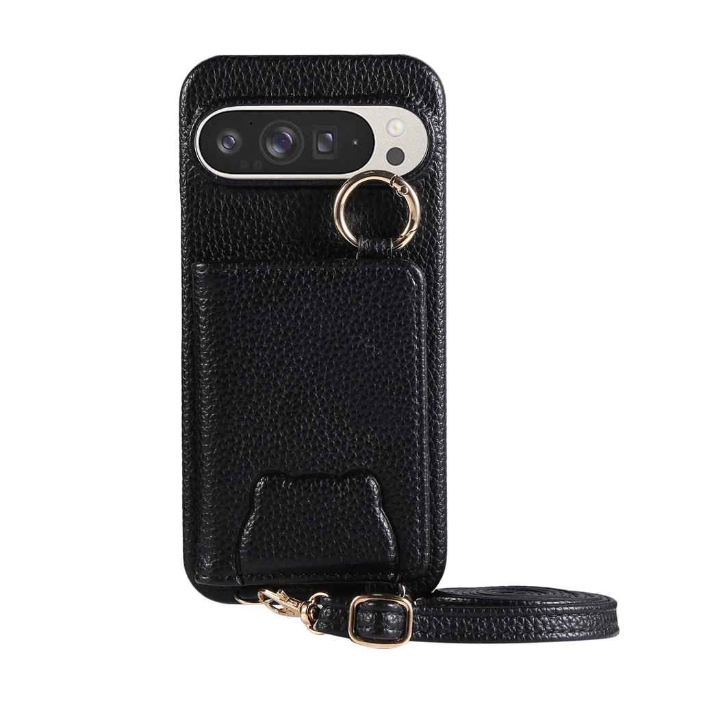 Crossbody Cards Solt Leather Wallet Mirror Ring Holder Case Google Pixel 9 Pro XL 8 8Pro 8A 7 6 7A 6A Long Lanyard Cute Cover