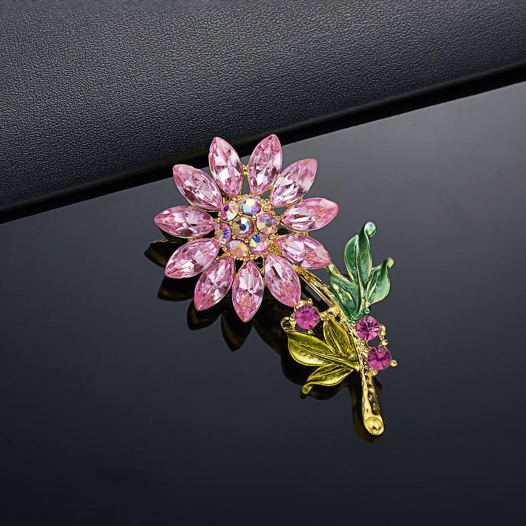 Rinhoo Броши в виде сияющих хрустальных цветов для женщин, модные эмалированные подсолнухи, свадебная одежда, корсаж, креативные букетные булавки, ювелирные изделия