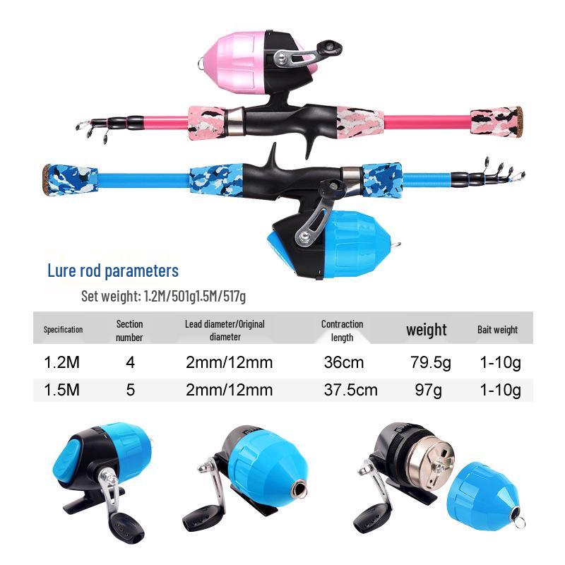 Mládežnická venkovní rybářská sada: Prut pro začátečníky (1,2 m/1,5 m) pro Děti a Teenagery