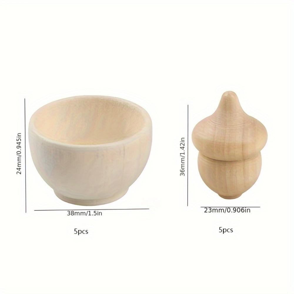 

10 шт./упаковка деревянных мисок и аксессуаров в виде желудей, декоративные украшения