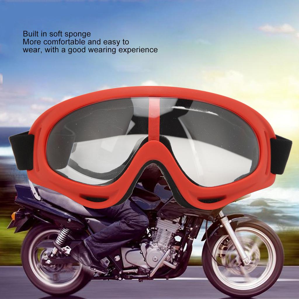 Ski Goggles PC Transparent Lenses UV Protection Windproof Adjustable Headband Snowboard Glasses for Men Women Red Frame