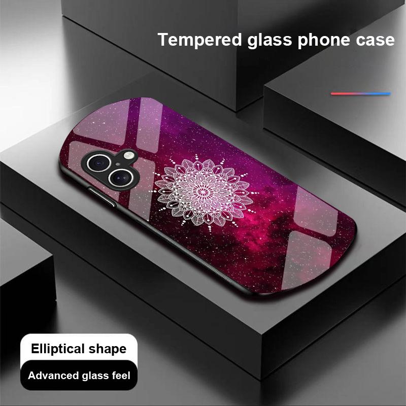 Luminous Black Lotus For Apple IPhone 16 11 13 15 14 Pro Max 12 Mini 7 8 Plus XR XS Elliptical Shaped Tempered Glass Phone Case