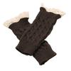 Winter Women Fashion Lace Trims Fingerless Knitted Mitten Wrist Warmer Gloves