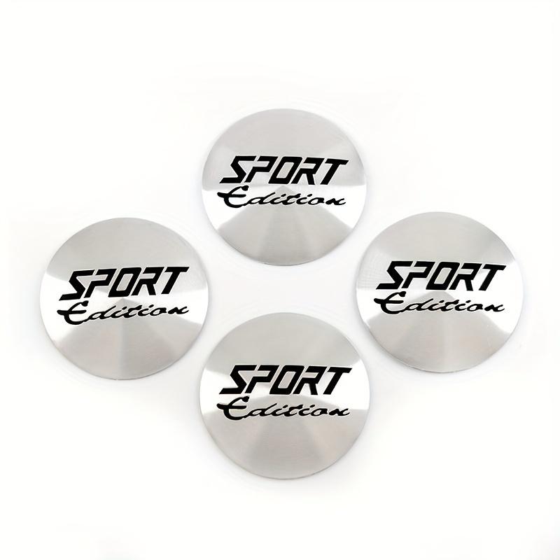 Set of 4 56Mm Sports Car Wheel Hub Center Cap Stickers Aluminum Alloy Decals Car Decoration Stickers Wheel Stickers Silver Color